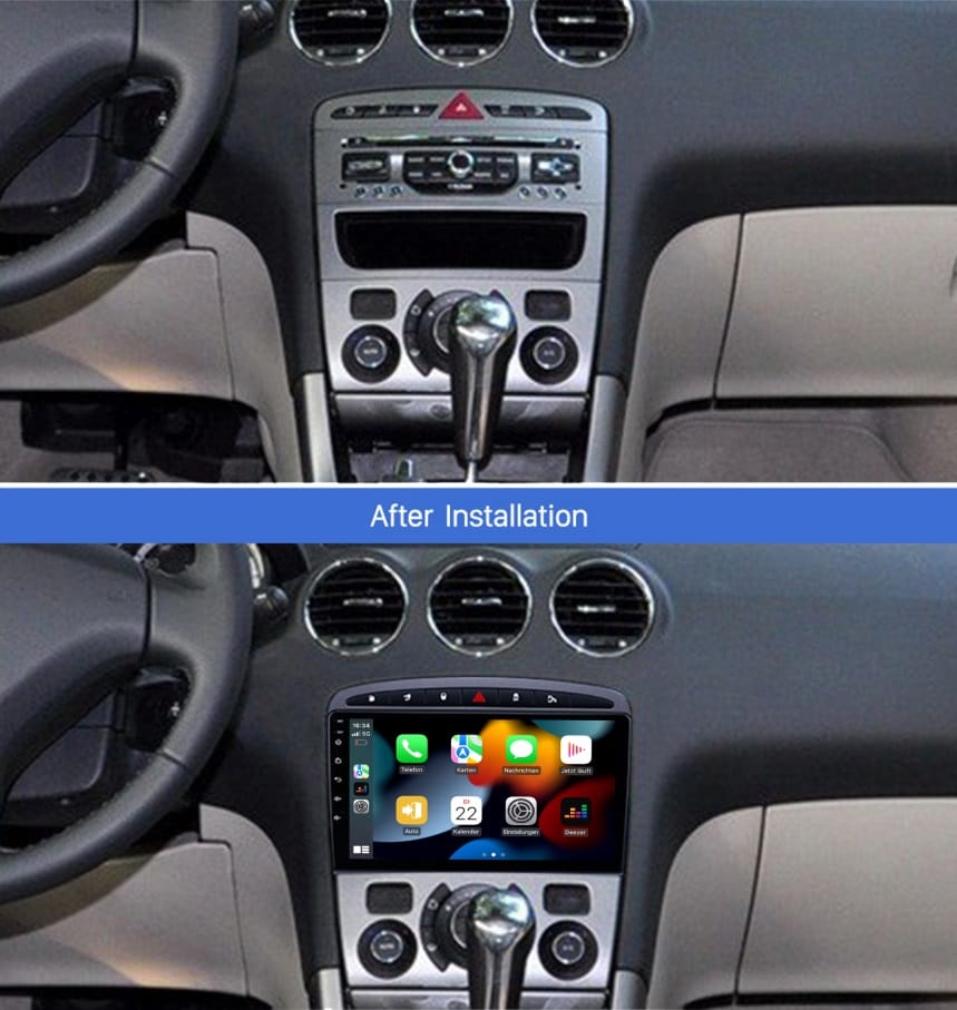 AWESAFE Autoradio Android 13 2Go 32Go pour Peugeot 308/408 (2007-2013) 9'' Écran Tactile avec